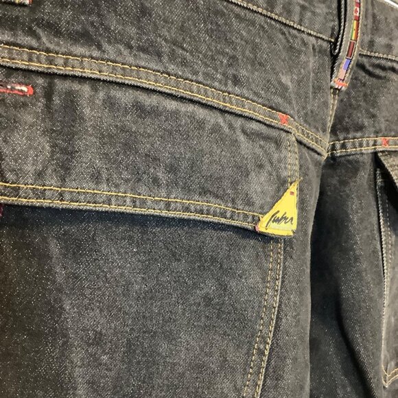 FUBU Limited Edition Men’s Jeans Black Denim Flags 38x34 Streetwear - Picture 7 of 13